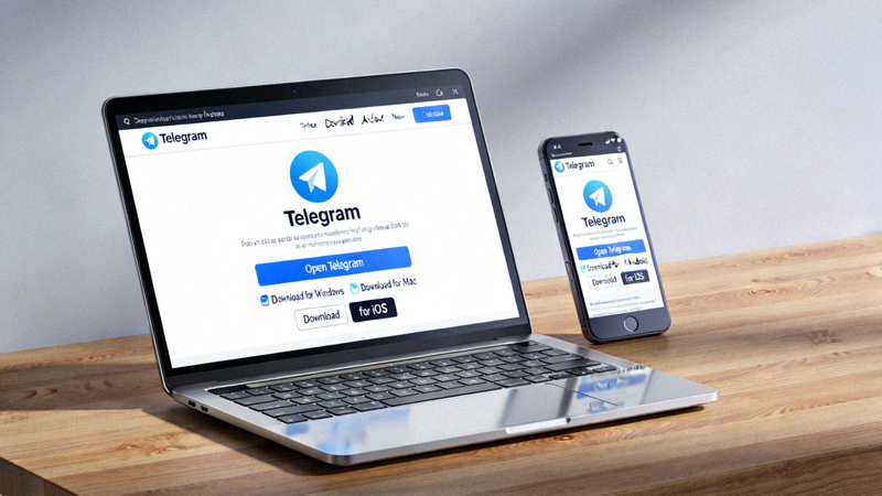 电脑和手机屏幕上同时显示Telegram官网的访问页面