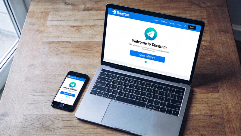 电脑和手机屏幕上同时显示Telegram官网的访问页面