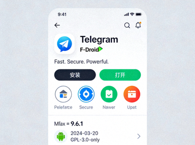 F-Droid开源应用商店中Telegram应用页面截图