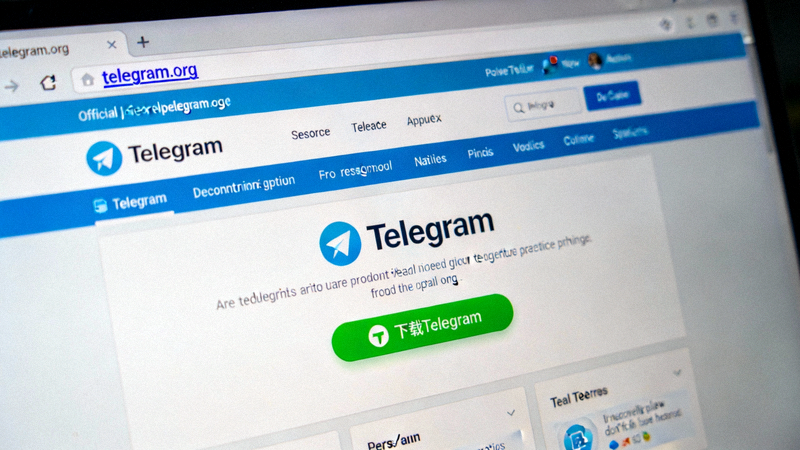 Telegram官方网站首页截图，高亮显示下载按钮和官方域名