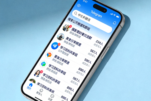 Telegram搜索功能使用中文关键词检索公开频道和群组的实例截图