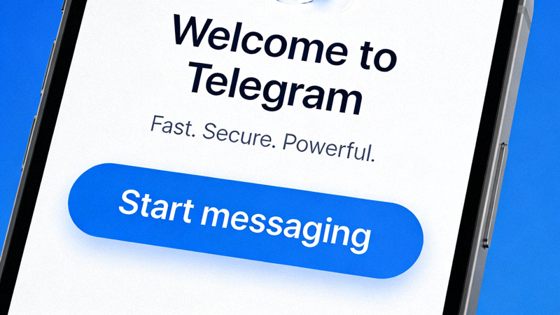 Telegram应用首次启动时的欢迎界面截图，显示开始 messaging 按钮