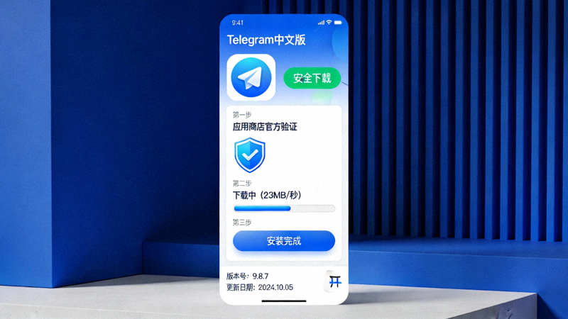 Telegram中文版官方应用商店下载界面截图，展示安全下载流程