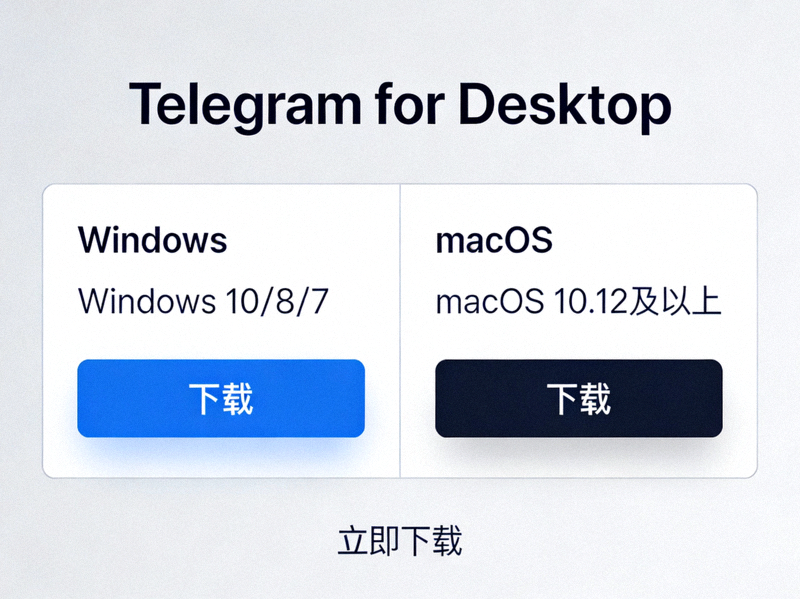 Telegram桌面版下载页面截图，显示Windows和macOS的下载选项